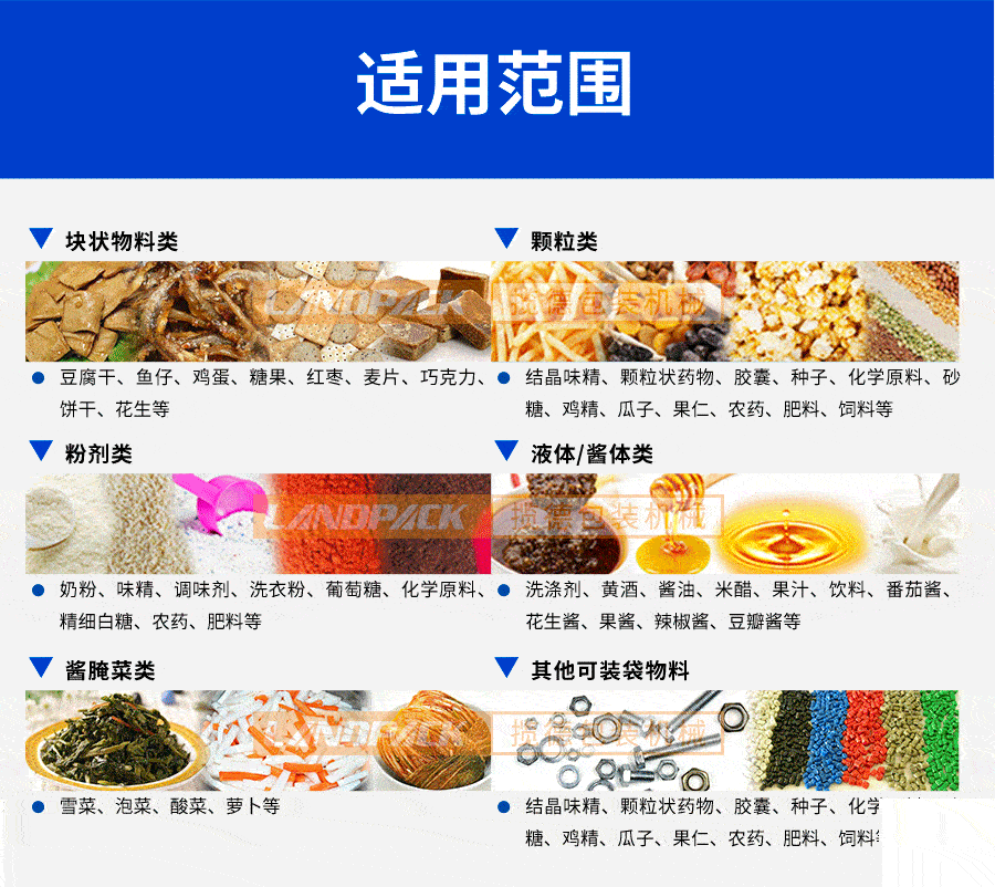 给袋式颗粒包装机适用范围